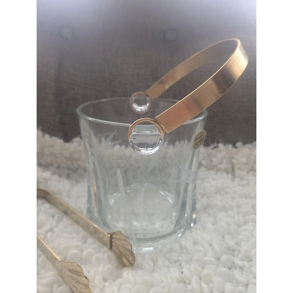 Vintage Arte Murano Linea Wheat Etched Ice Bucket 5